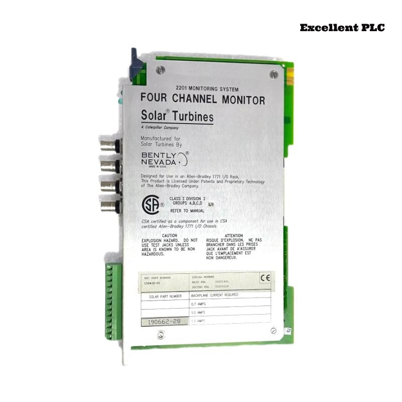 Bently Nevada 132419-01 190662-28 4 Channel Monitor Solar Turbine