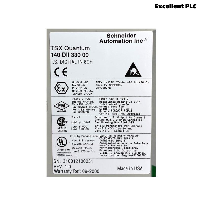 Schneider 140DII33000C Intrinsically Safe Current Input Module