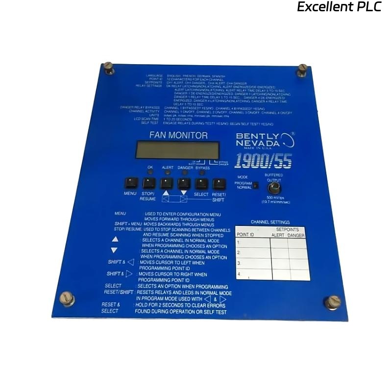 Bently Nevada 1900/55-01-02-01-01 Fan Monitor