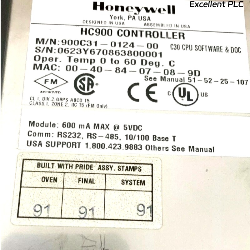 Honeywell 900C31-0124-00 Controller DCS System Module