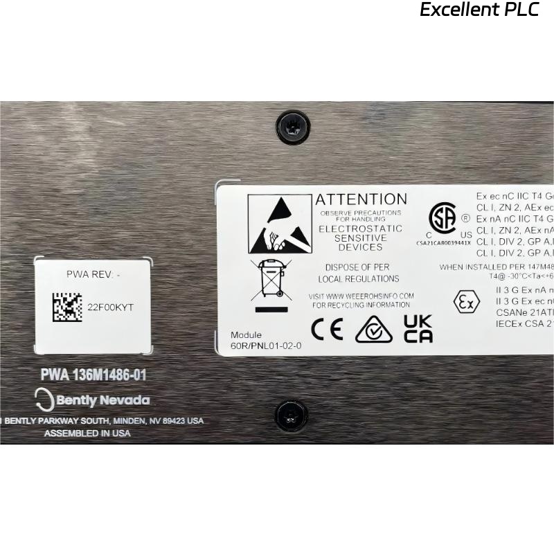 Bently Nevada 60R/PNL01 3U Front Panel（SIM w/ No Display）