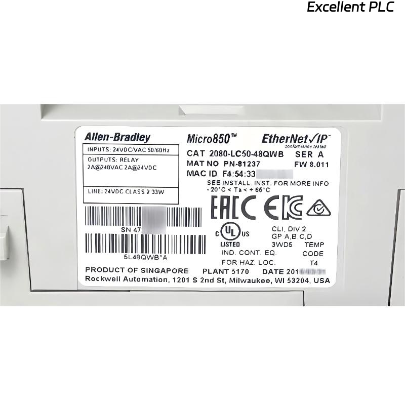 Allen Bradley 2080-LC50-48QWB Micro850 Programmable Controller