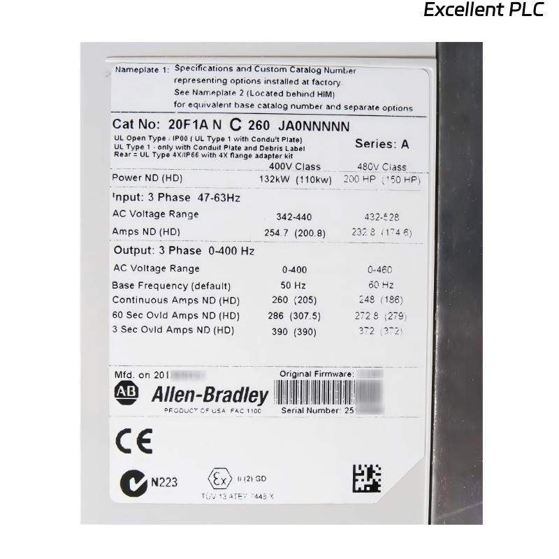 Allen Bradley 20F1ANC260JA0NNNNN PowerFlex 753 AC Drive