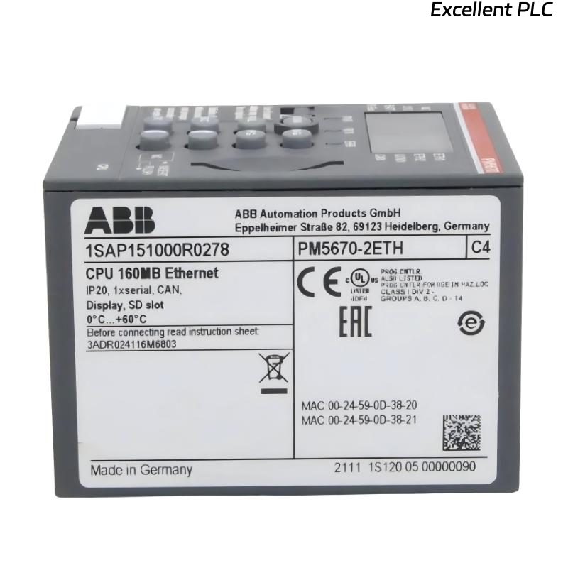 ABB PM5670-2ETH 1SAP151000R0278 Processor Module