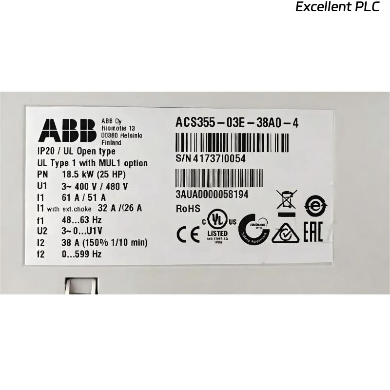 ABB ACS355-03E-38A0-4 3AUA0000058194 Frequency Converter