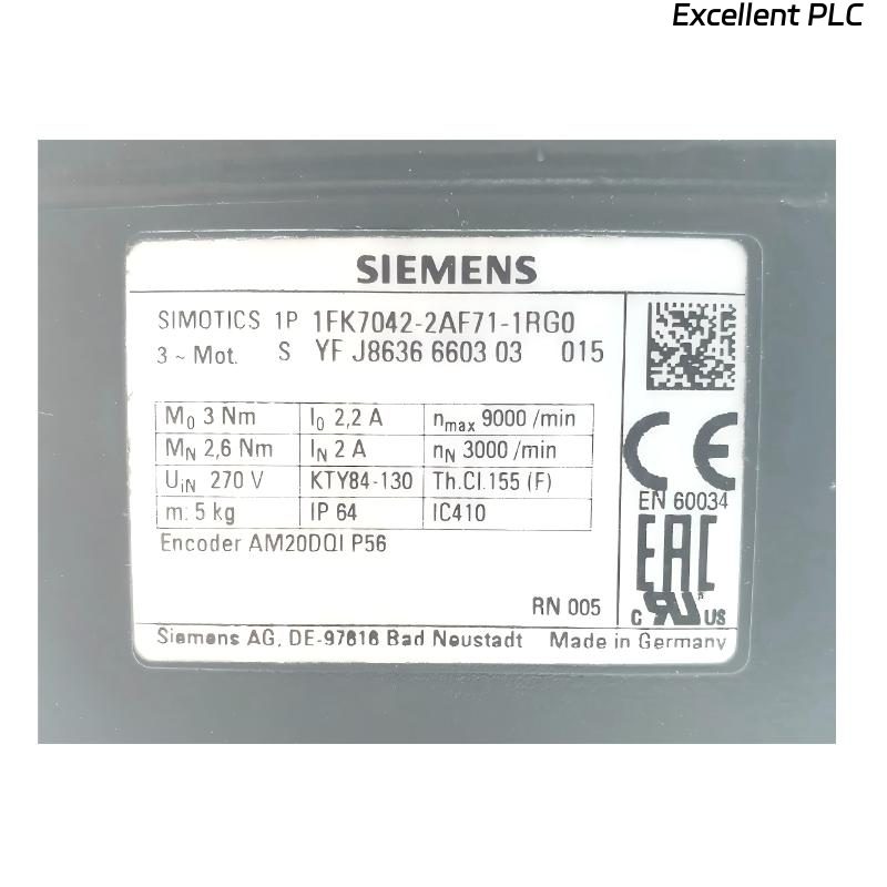Siemens 1FK7042-2AF71-1RG0 Servo Motor