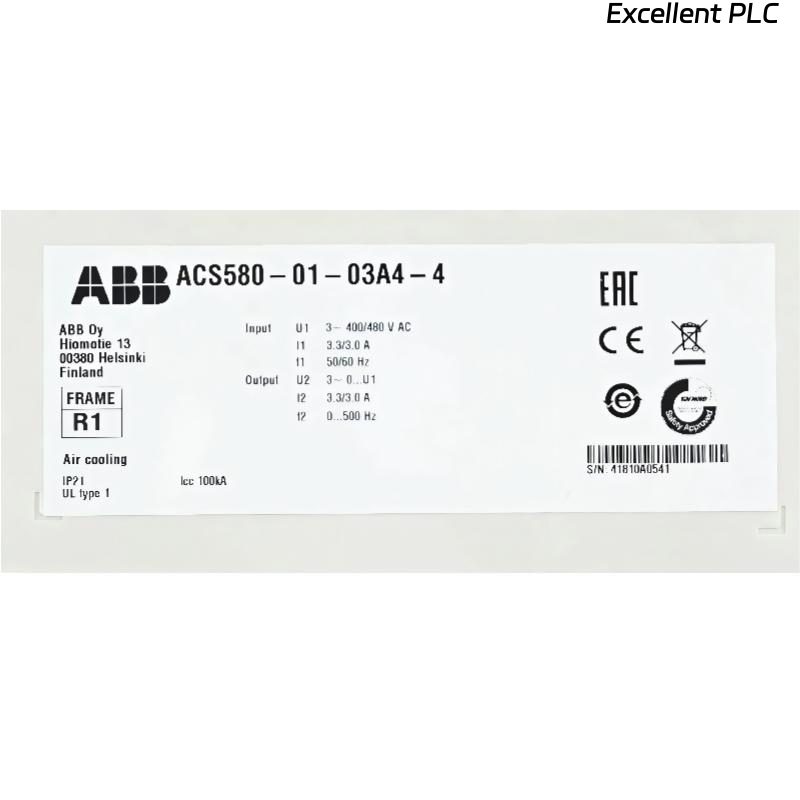 ABB ACS580-01-03A4-4 3ABD50000038938 Frequency Converter